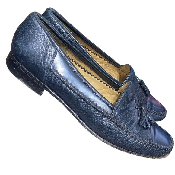 Moreschi navy blue genuine leather tassle loafers Made in Italy - Men's 10 - Picture 4 of 9